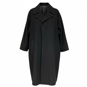 Vintage Neiman Marcus 100% Camel Hair Black Swing Coat Classic Long Medium